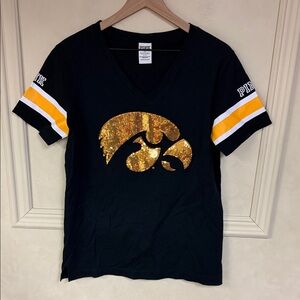 Victorias Secret Pink Iowa Hawkeyes Sequins V Neck Tee